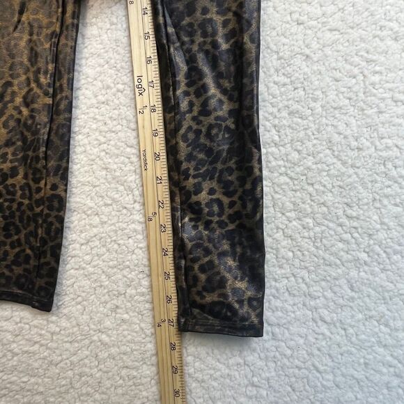 Spanx Leopard Print Faux Leather Metallic Shine Leggings Mid Waist Size Small - Picture 5 of 11